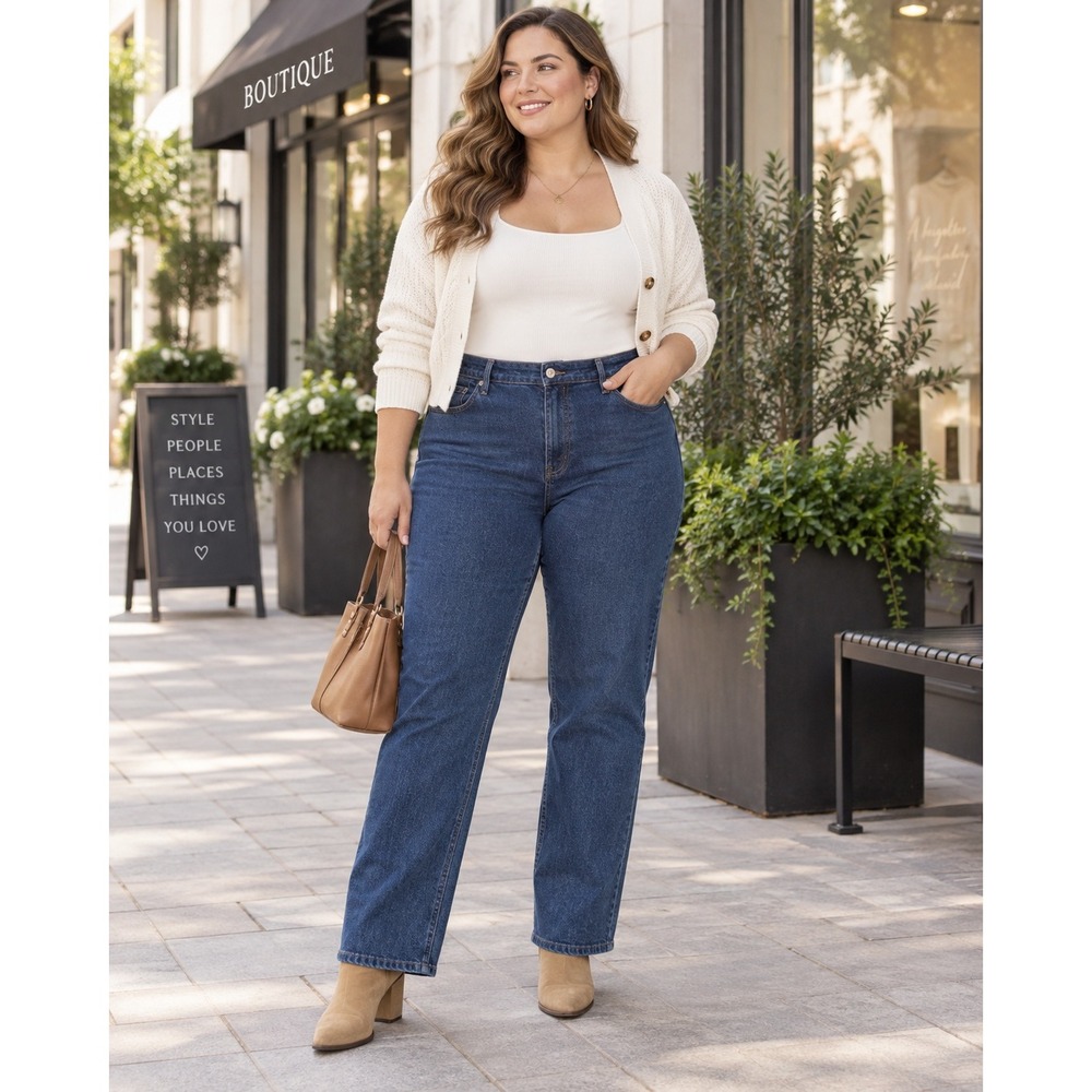 Abercrombie & Fitch The '90s Straight Ultra High Rise Jeans 37/24R Dark Wash